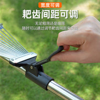 Leaf Rake with 24 Teeth and 1.2m Handle, Plastic, for Lawn Care