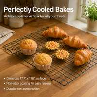Dark Green Metal Cooling Rack, 45cm x 30cm, for Baked Goods, Cakes, Cookies & Pastry, Easy Clean Baking Wire
