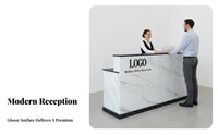 Modern Front Desk Counter Reception Retail Checkout Counter Sturdy Material Spacious Workspace Suitable for Retailers Receptionists Boutique Salon Corporate Workplace