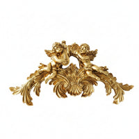 Resin Relief Wall Decoration Vintage Style Cherub Sculpture Metallic Finish Wall Ornament Ribbon Motif Suitable for Classic Interior Living Room Entryway
