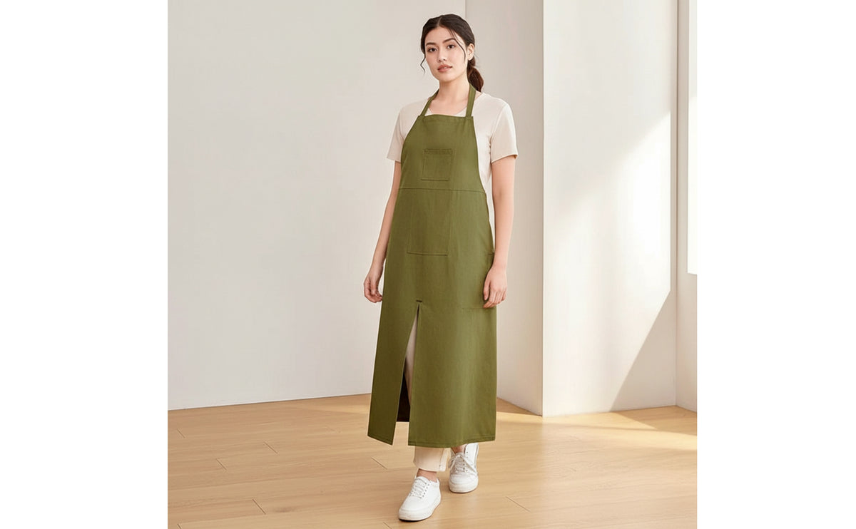 Multi-Pocket Split-Leg Apron Full-Coverage Work Apron with Pockets Heavy-Duty Workwear Thick for Woodworkers, Gardeners