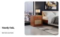 Nightstand with Safe Rattan Weave Design Nightstand with Drawers Multi-Functional Space-Saving Size for Apartment Dwellers