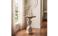 Accent Table with Pedestal Base Carved Round Side Table Decorative for Boutique