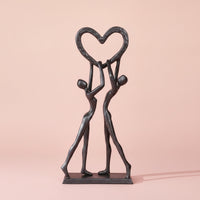 Iron Art Sculpture Hand-Forged Couple Figurine Modern for Couples