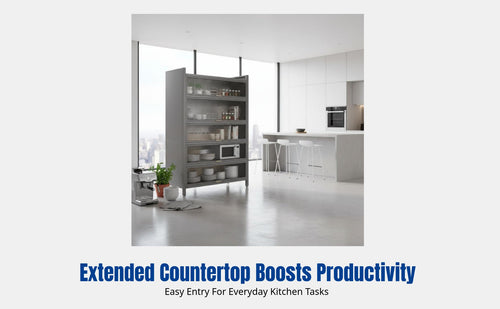 Kitchen Storage Rack, Multitier Carbon Steel Cabinet, Microwave Sideboard, Modern Nordic Design, Space-Saving Organizer