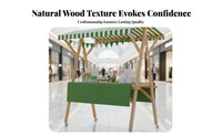 Portable Mobile Display Cart Solid Wood Wooden Market Stall Easy Assembly Foldable Vendor Rack Locking Casters for Street Vendors, Small Business Owners, Promotional Events, Craft Fair, Farmers Markets, Temporary Shops