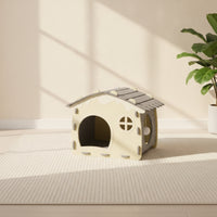 Semi-Enclosed Felt Cat House Two-wayEntry Cat Hideaway with Toy Indoor Kitty Hut Cozy for Apartment