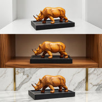 Animal Ornament Figure Wood Grain Statue Base Standing Pose for Desktop, Shelf