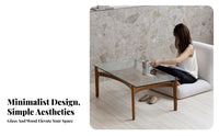 Square Wood Frame Glass Surface Table Minimalist Design Square Glassglass Surface Table Table Vintage & Design Easy Assembly