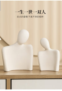 简尔美创意抽象陶瓷人物情侣摆件感家居客厅电视柜酒柜装饰品乔迁