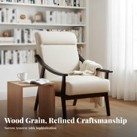 Padded Wood Armchair Comfortable Spine Supportrest Single Sofa Sturdy Construction Thick Paddinging for Homeowners, Balcony