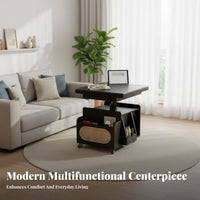 Height-Adjustable Coffee-to-Dining Table Multi-Functional Household Furniture Space-Saving Mobile with Locking casters