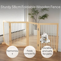 Foldable Dog Gate Indoor Wooden Pet Barrier
