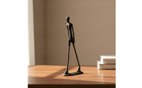 Abstract Human Figurine Cast Iron Abstract Human Statue Sculptural Figurine with Rectangular Base for Art Lovers, Simplicity Seekers, Console Table
