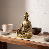 Brass Guanyin Figurine Handmade Small Sitting Buddha Ornament for Collectors