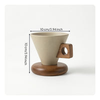 Cone Coffee Cup Speckled Coffee Mug with Wooden Handle Elegant for Office Desk