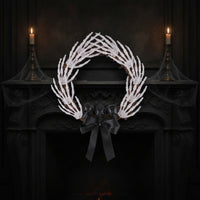 Skeleton Wreath Spooky Cranium Wreath Halloween Door Hanger for Porch, Wall, Mantel