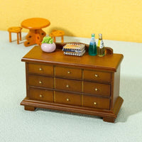 DIY Miniature Retro Nine-Grid Storage Cabinet for Dollhouse