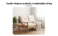 Nordic Design Wooden Frame Settee Japanese design Sofa Minimalist and design Loveseat Small Space perfect for Guesthouse Owners, Apartment Dwellers, Living Room, Reception Area, Bedroom, Study