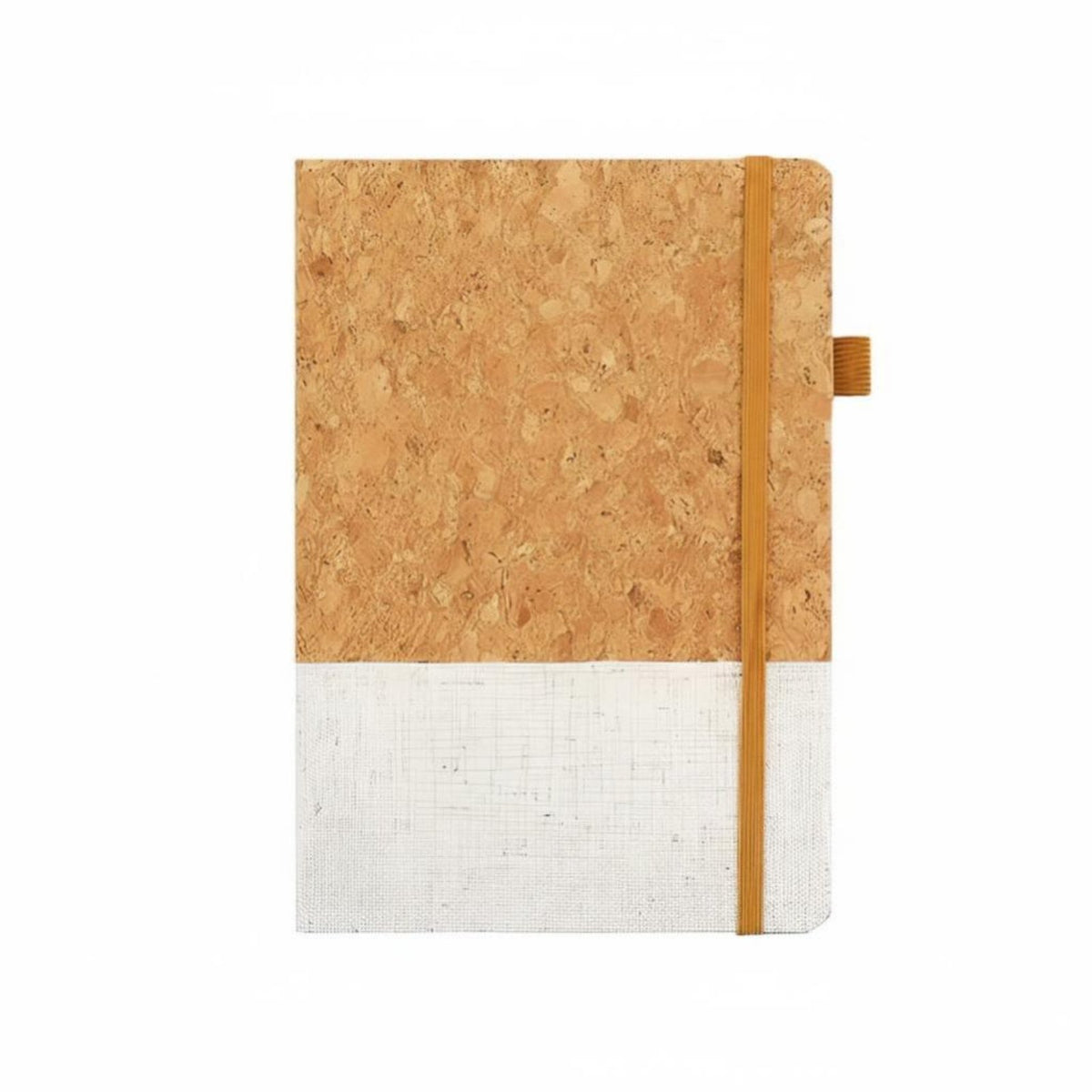 Cork Pattern PU Notebook, Eco-Friendly Elastic Band, Business Office, A5 Size, Soft Leather Cover