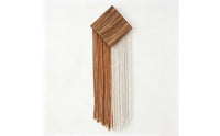 Bohemian Wood Wall Art with Fringe Handmade Macrame Wall Hanging Woven Boho Tapestry Cotton for Living Room, Bedroom, Entryway