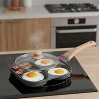 Nonstick Pan with Four Sections Divided Breakfast Pan Multi-Section Skillet 4-Cup for Singles, Students, Small Kitchens, Dorm Rooms