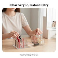 Divided Cosmetics Holder Multi-Compartment Divided Vanity Tray Space-Saving