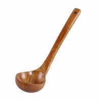 Wooden Soup Ladle Glossy Finish Long-Handled Ladle Deep Bowl