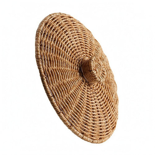 Round Imitation Rattan Lid Hand-Woven Container Cover Hollow Design Storage basket cover