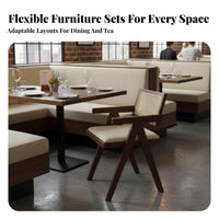 Woven rear Bench and Table New Chinese design Restaurant Booth Upholstered Seating Space-Saving for Interior Designers, Teahouse