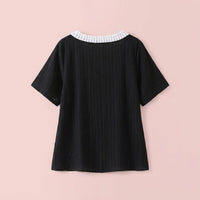 Womens Tops with Lace Trim V-Neck for Summer, Ladies Mature Clothes in Breathable Fabric up to 6XL, Going Out with Feminine Detail