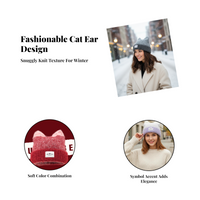 Cat Ear Knit Winter Hat, Warm, Women, Foldable, Travel