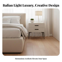 Single-Drawer End Table Cream aesthetic Nightstand Rounded Corners for Students