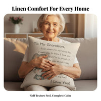 Linen Text Pillow Sham Machine Washable Family Gift Pillow Cover Zipper Farmhouse Design Cushion Cover for Daughter, Friends