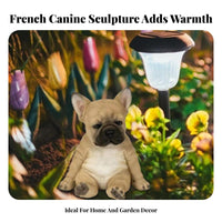 French Canine Statue Realistic Details Resin Dog Sculpture Indoor Outdoor Canine Figurine Puppy Figurine for Living Room, Patio, Bookshelf