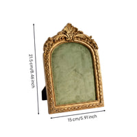 Arched Photo Frame Embossed Floral Ornate Tabletop Frame Gold Colored Table Decoration for Desktop