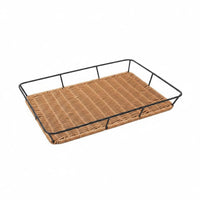 Rectangular Bread Basket Tray Sturdy Rectangular Artificial Rattan Tray Easy to Clean Home Organizer