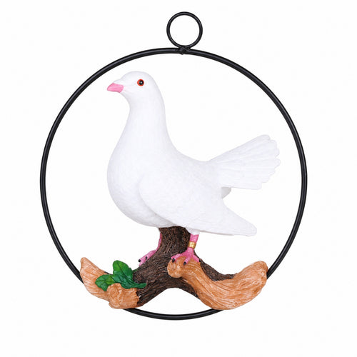 Bird Figure with Hanging Loop Decorative Pigeon Figurine Circular for Garden