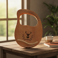 Wooden 16-String Lyre Harp Plucked Lyra Harp Metal 16-String Lyre Rounded Edges for Casual Performance