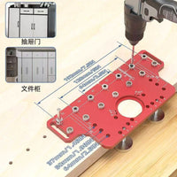 Aluminum 2-in-1 Hinge Cabinet Door Hole Puncher, Woodworking Tool, Furniture Positioning Drill Guide