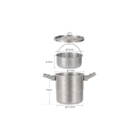 Long-Lasting Stainless Steel Camping Pot Lightweight Camping Cook Set Rust Resistant for Campers, Backpackers, Picnic