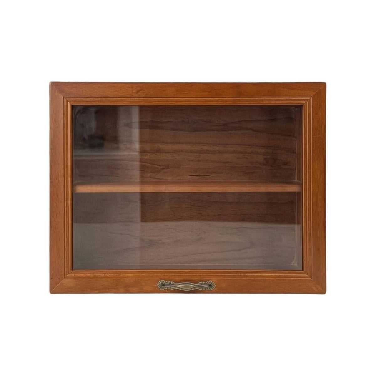 Wooden Tabletop Cabinet with Drawer Dustproof Display Cabinet with Drawers 2-Tier Figure Display Box Compact for Collectors