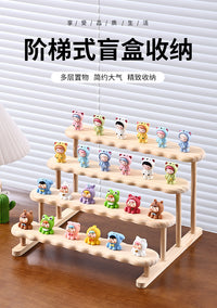 Solid Wood Step Display Stand for Figurines and Jewelry