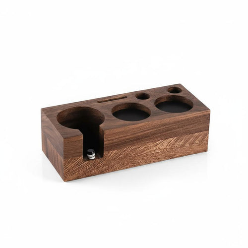 Coffee Press Base Wooden Tamping Station Espresso Holder Tamper Slot Silicone Pad Organizer Suitable for Home Coffee Corners Brewing Space