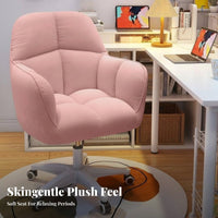 Upholstered Rolling Armchair Ergonomic Support Rest Desk Chair Adjustable Height Space-Saving Design for Women, Dormitory