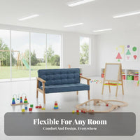 Upholstered Two-Seater child's Bench sturdy Wood Frame kids' Furniture