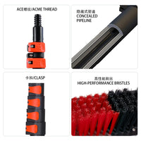 Solar Panel Glass Curtain Wall Cleaning Brush with Telescopic Pole and Water Flow, Carbon Fiber Pole (20-60FT)