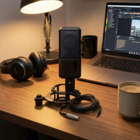 Condenser Audio Transducer with Shock Mount Professional Condenser Audio Transducer Kit Cardioid for Vocalists, Sing-Along