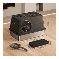 Enclosed Stainless Steel Litter Box High Sides Enclosed Cat Litter Box
