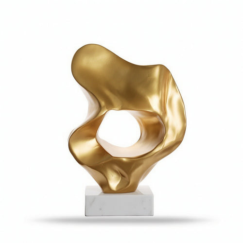 Abstract Sculpture Metallic-Finish Sculpture with Pedestal Modern